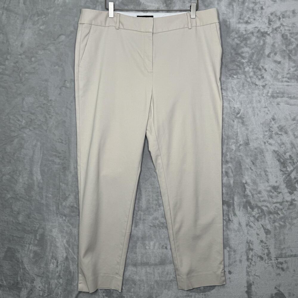 Talbots Pants Womens 16 Beige Hampshire Ankle Stretch Cotton Blend Dress Casual